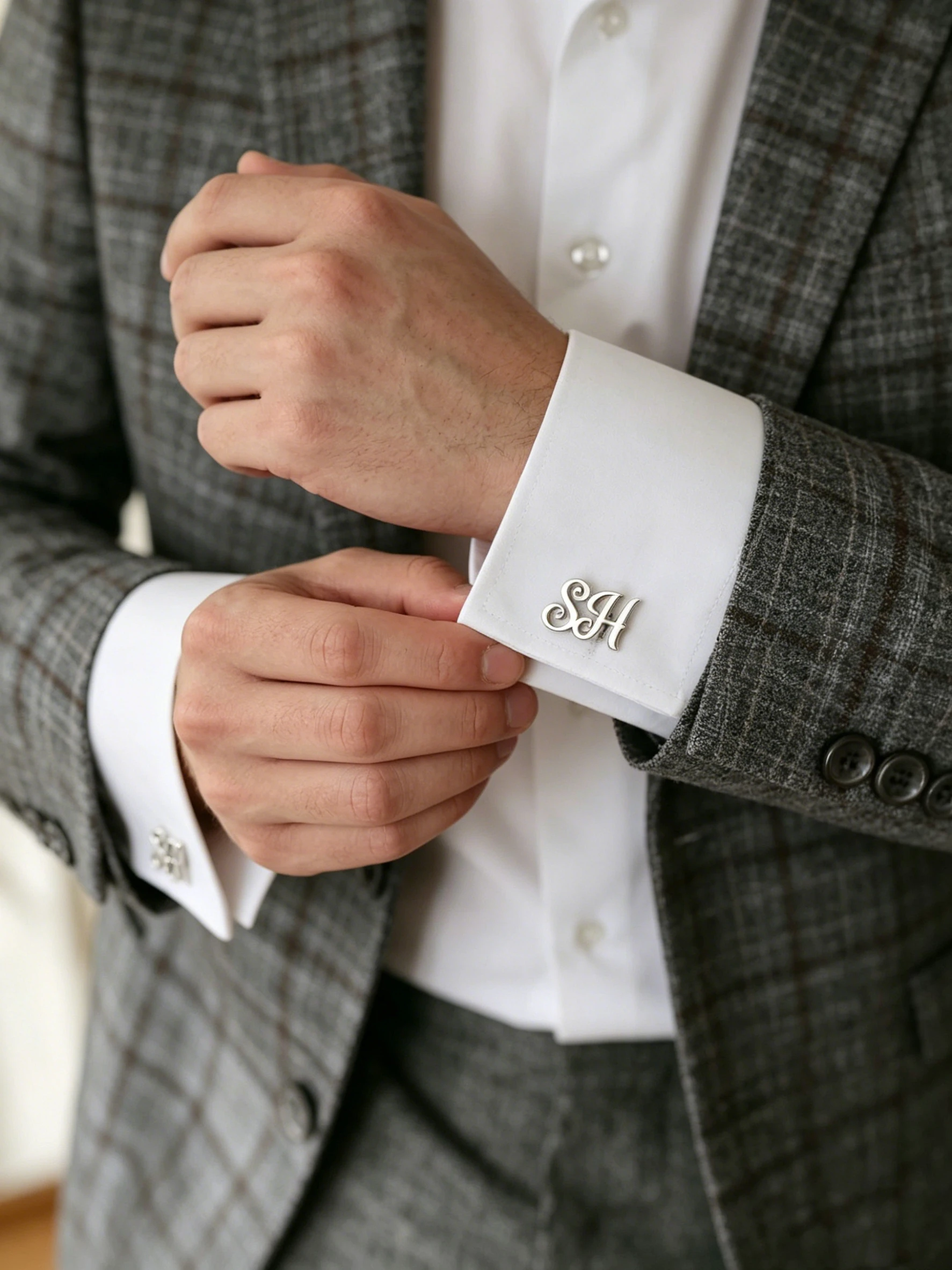 Custom Monogram Cufflinks Personalized Elegant Name Button Cufflinks Elegant Cufflinks For Men Fashion Stainless Steel Jewelry view 6