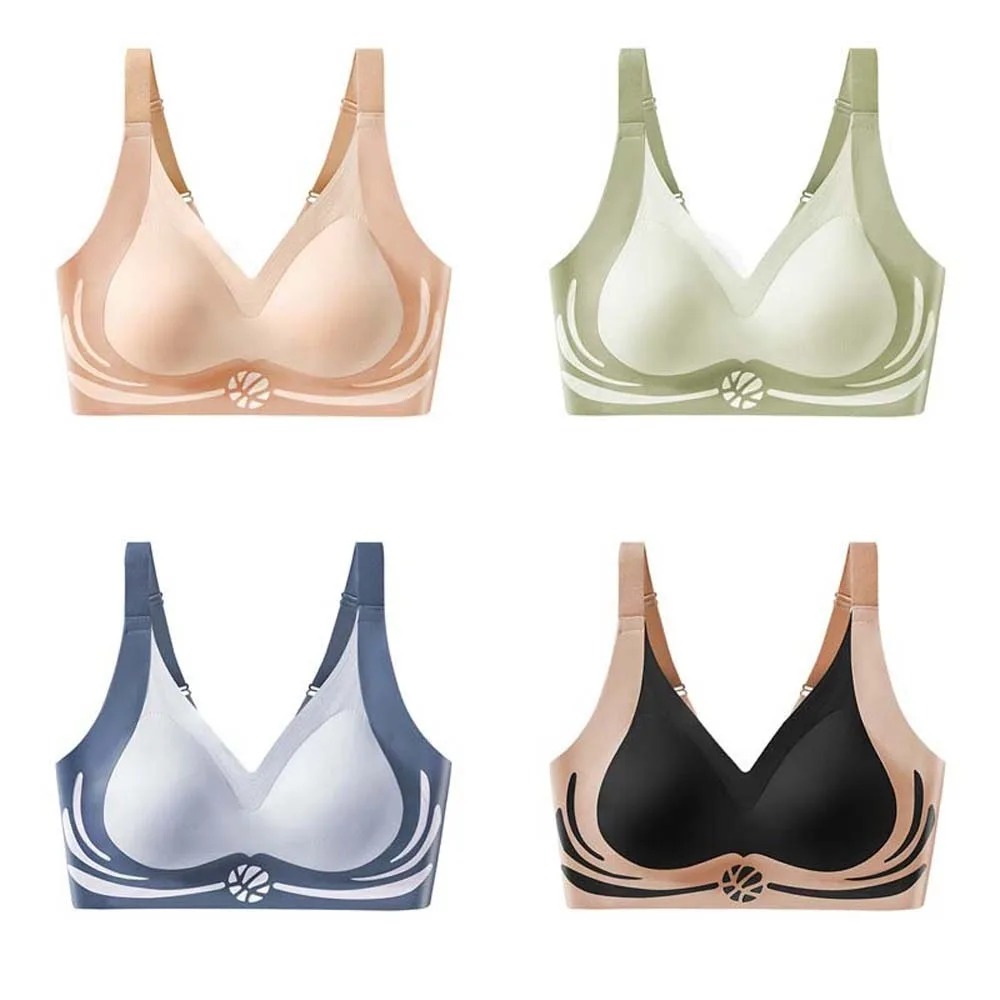 Seamless Wireless Deep V Bra Shockproof Close-fitting Brassiere for Women No Trace Lingerie Push Up Underwear Running
