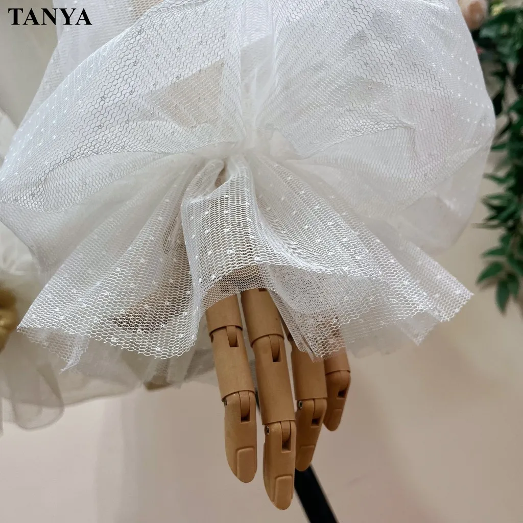 Aksesoris lengan pengantin, dua lapisan Bohemian Dot Tulle panjang dapat dilepas lengan mengembang pernikahan mode baru