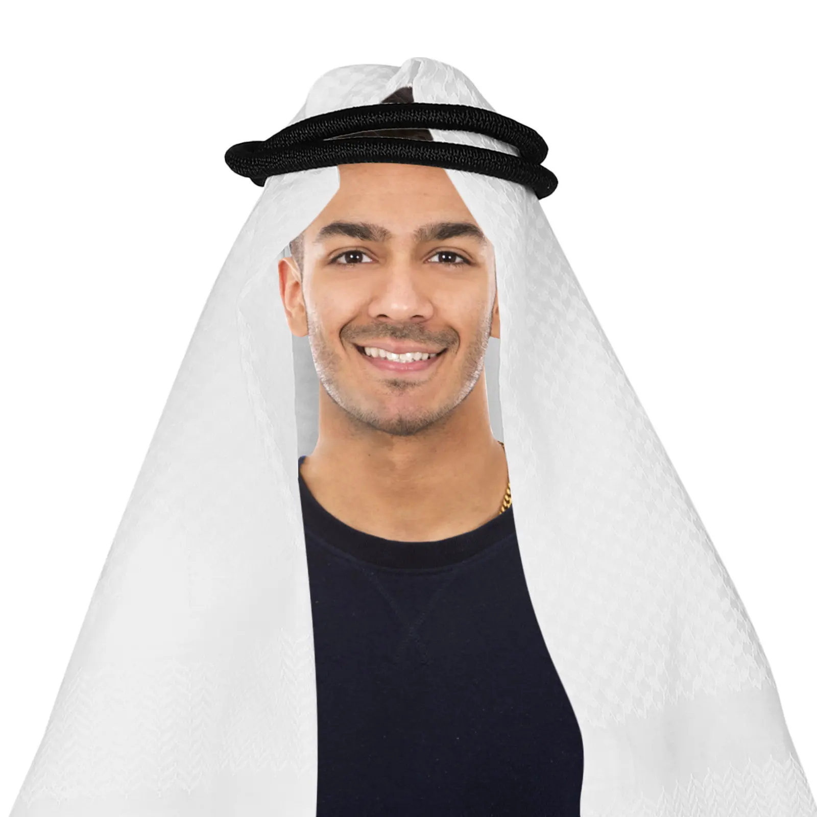 

1Set White Arab Men Headscarf Headband Set Fashionable Comfortable Uv Wind Protection Desert Scarf for Dubai Costume Party