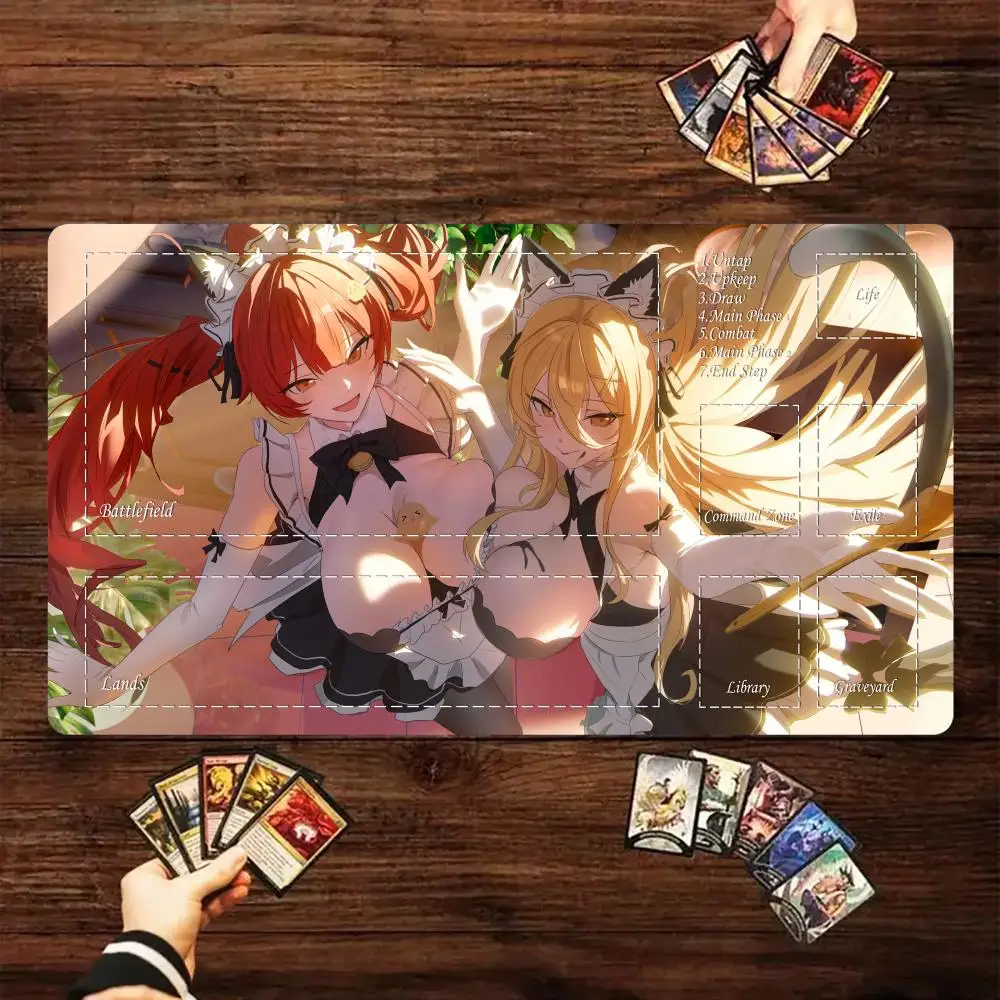 

Magic card playmat with zone Sexy anime girl hentai mtg Playmat Desk Mat gamer keypad expansion gaming mouse pad office desk mat