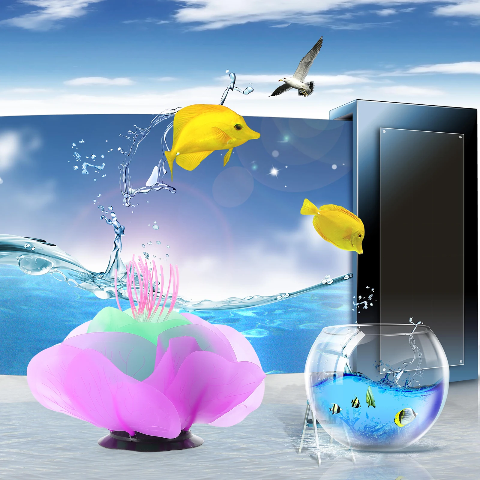 

Silica Gel Water Lily Aquarium Decor Colorful Lotus Fish Tank Plants L Aquarium Decor scaping Non Toxic Home Gift