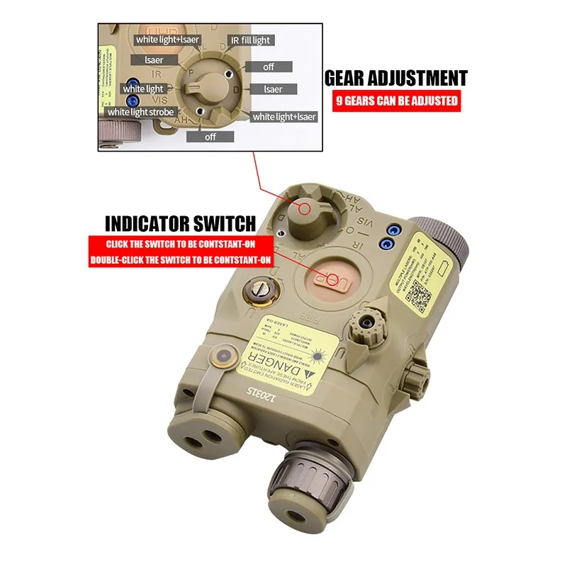 UHP AN PEQ-15 IR Red Dot Sight for Hunting, LED Scout Light, Versão vermelha e verde, Acessórios Airsoft, se Fits 20mm Rail Weapon