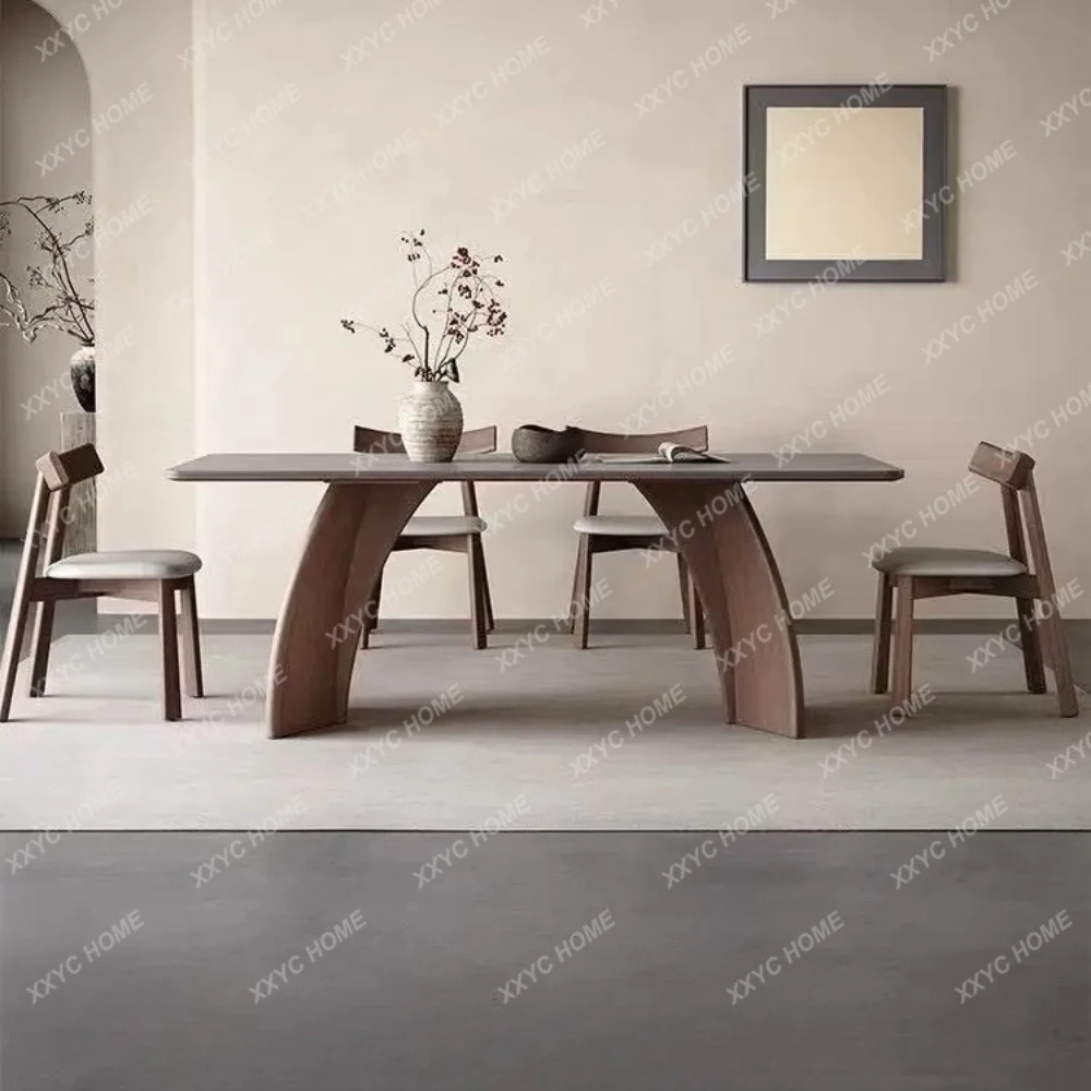 LS  solid wood rock slab dining table household small apartment modern simple high-end rectangular