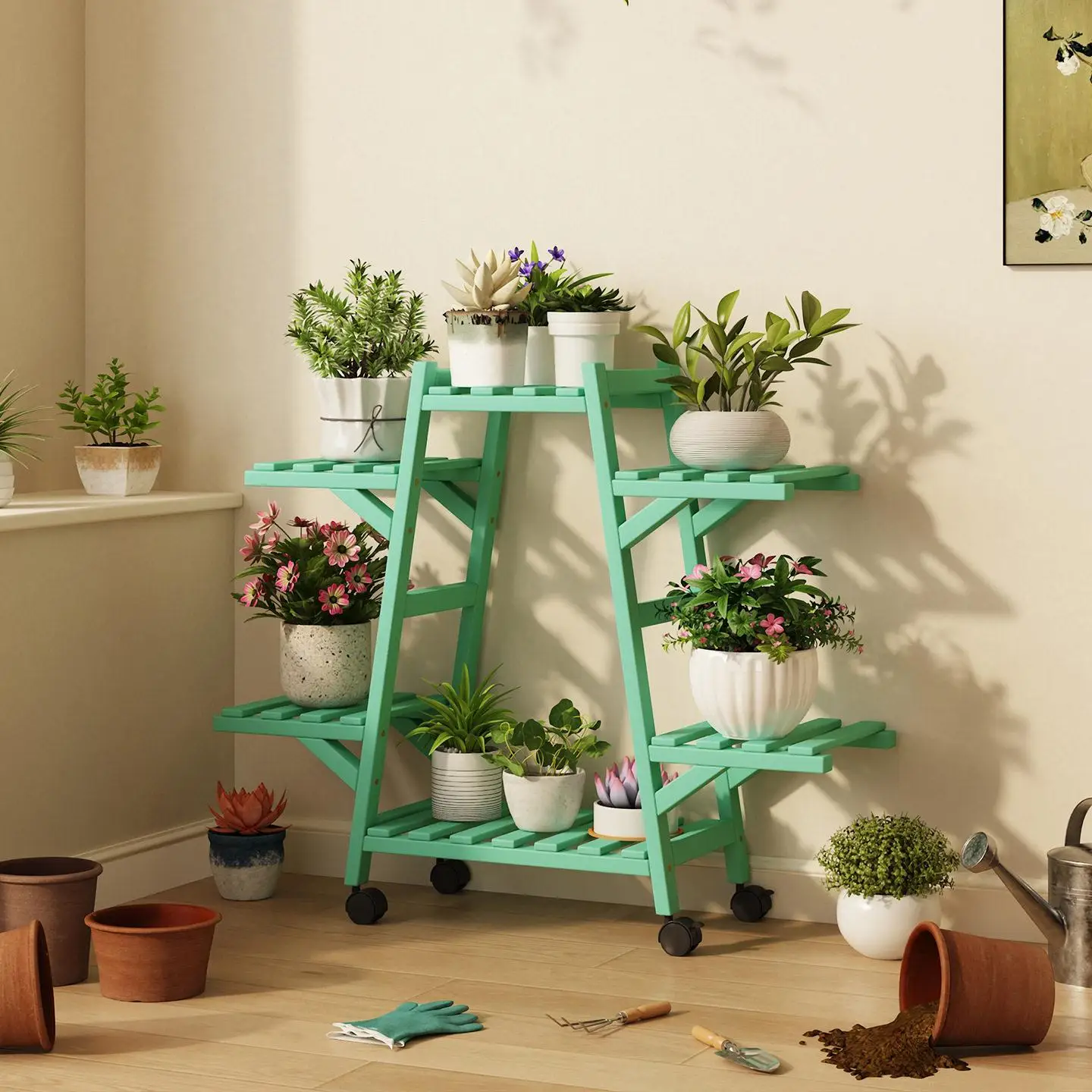 support-de-plantes-d'interieur-pour-balcon-etagere-multi-niveaux-style-escalier-pour-cactus-et-plantes-grimpantes-avec-couvercle-de-chariot-et-etagere-de-rangement