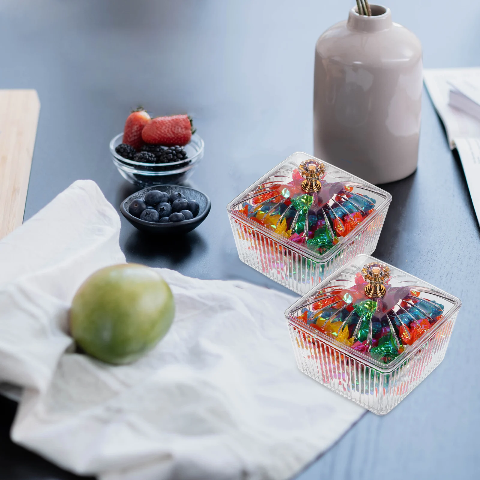 

2pcs Tea Canisters For Loose Tea Small Candy Jar With Lid Biscuit Container Decorative Storage Jar Kitchen Spice Jars Snacks