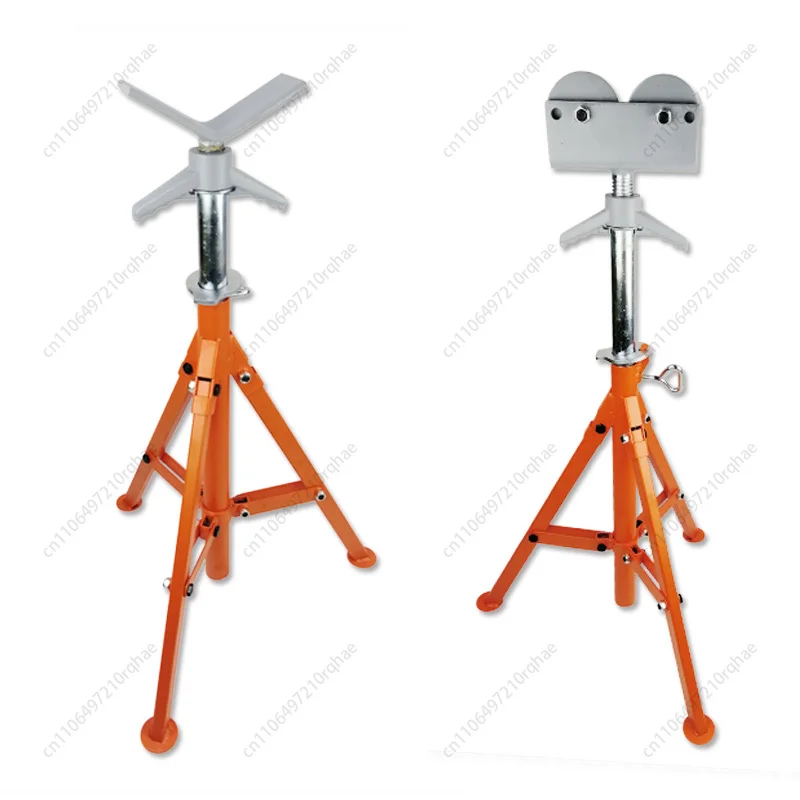 Suporte de tubo tipo V resistente, suporte de tubo de tripé telescópico, estrutura de suporte de tubo de rolo para uso industrial