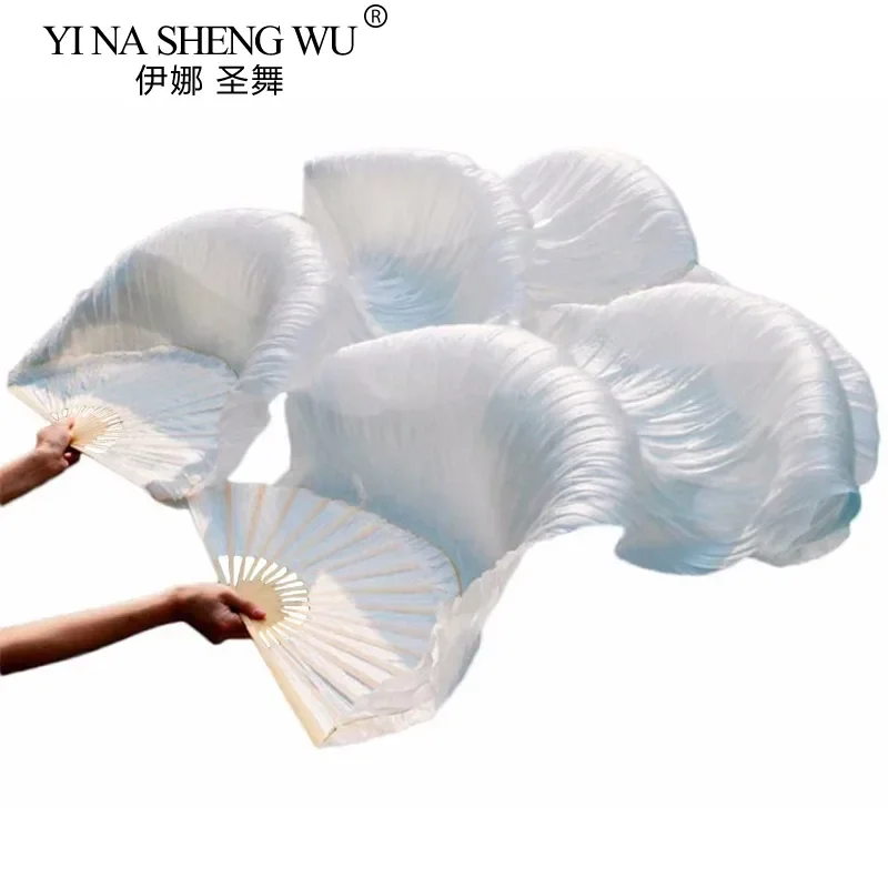 حار بيع الحرير الحقيقي للجنسين جودة عالية الحرير الصيني الحجاب مراوح الرقص 1 زوج مراوح الرقص الشرقي رائجة البيع لون أبيض نقي 180*90 سنتيمتر