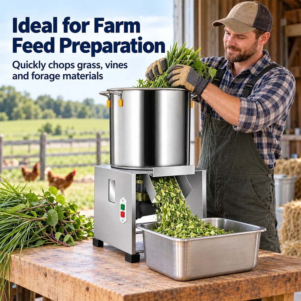 SIHAO Multifunctional Electric Vegetable Cutter Slicer 4/6 Blade Feed Grinder for Household Farm Animal Feed Making