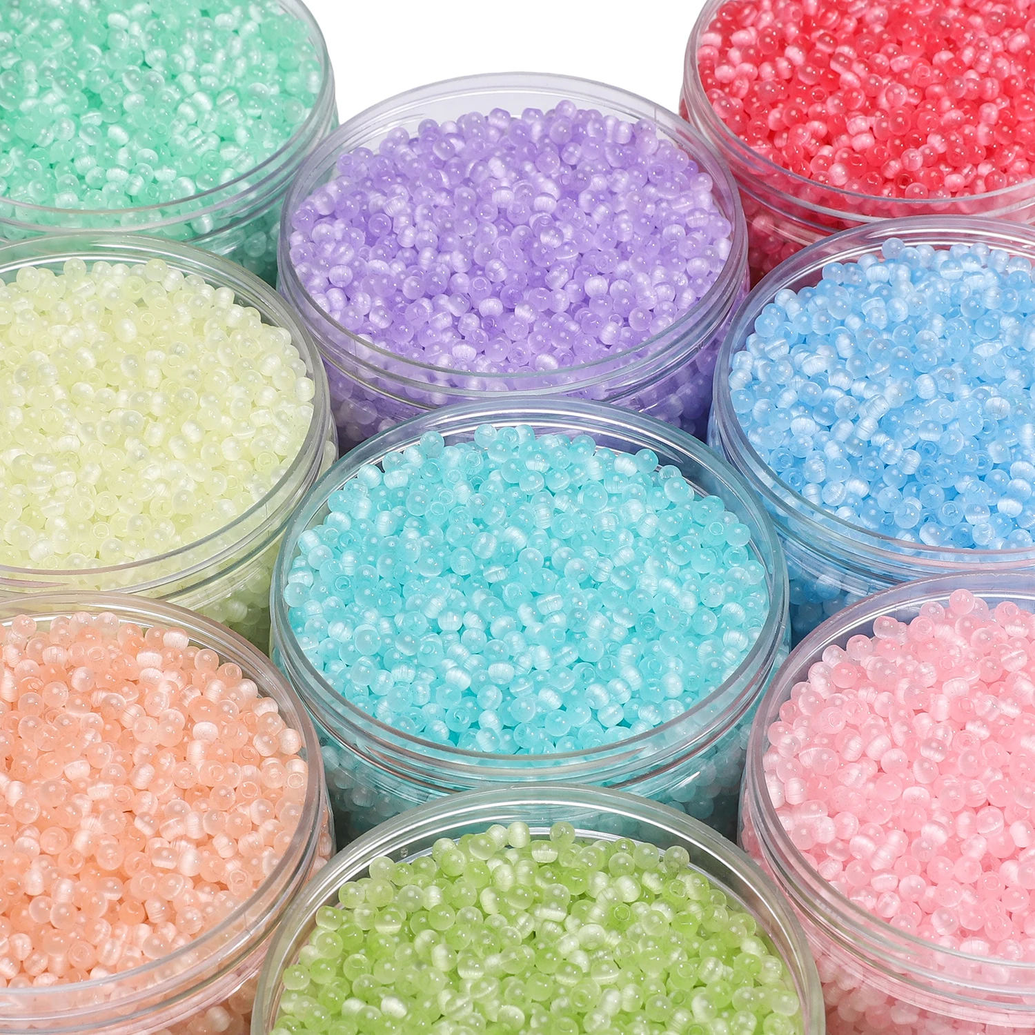 

Sparkling Cat's Eye Glass Beads 4mm - Premium DIY Jewelry Making Supplies for Necklaces Bracelets (10g/Pack)