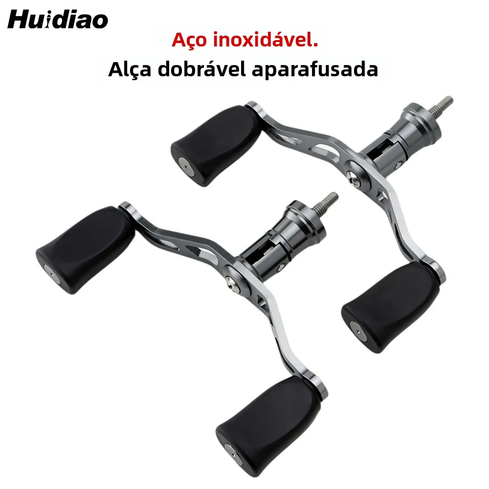 Huidiao alça de parafuso de aço inoxidável para molinete de pesca giratória série 1000-4000 balancim à prova d'água borracha macia alça dupla