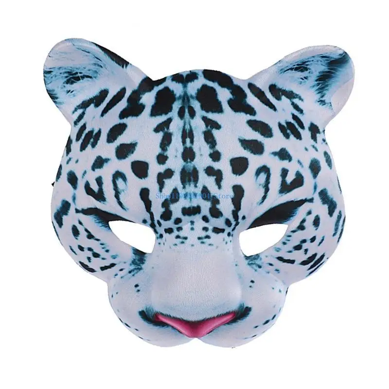 N7YF – masque Animal léopard des neiges, demi-masque mascarade, masque fête d'halloween, accessoire mascarade pour