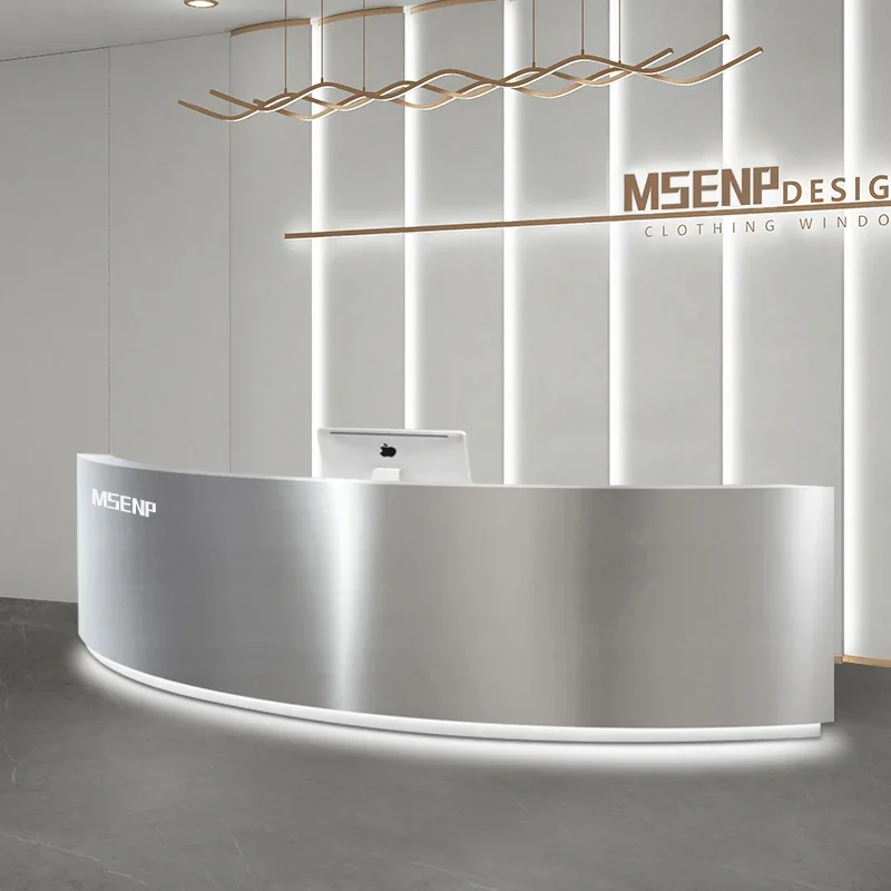 

Long Clinic Reception Desk Hair Salon Register Simple Checkout Information Front Desk Executive Theke Rezeption Luxury Furniture