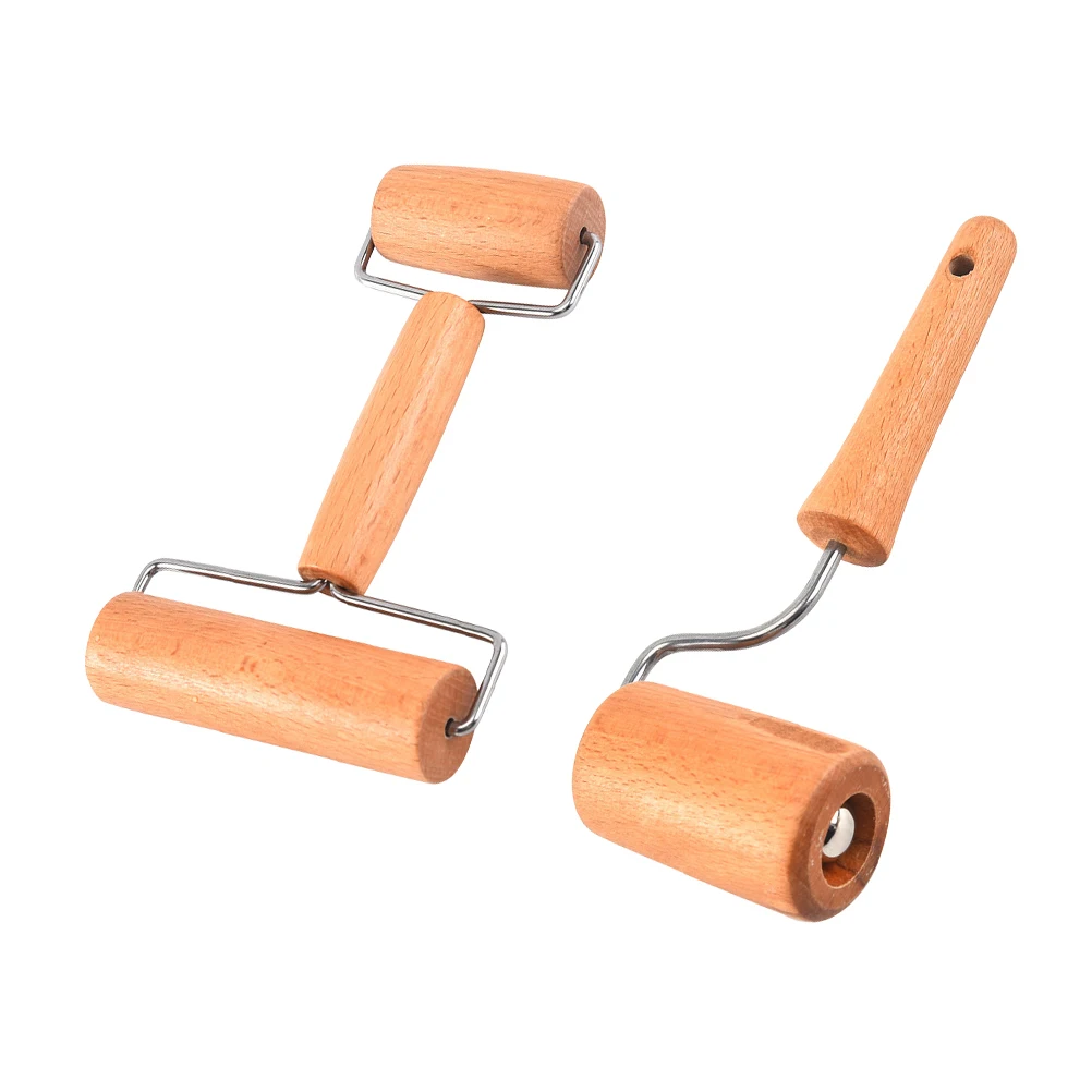 

2 Pcs Wooden Rolling Pin Non stick for Baking Pizza Bread Dough Roller Kitchen Tool Stainless Steel H Easy Clean