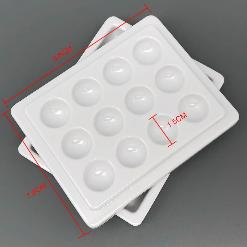 3Pcs 12 Slot With Cover Imitation Ceramic Palette Dental Lab Equipment Porcelain Mixing Watering Moisturizing Plate