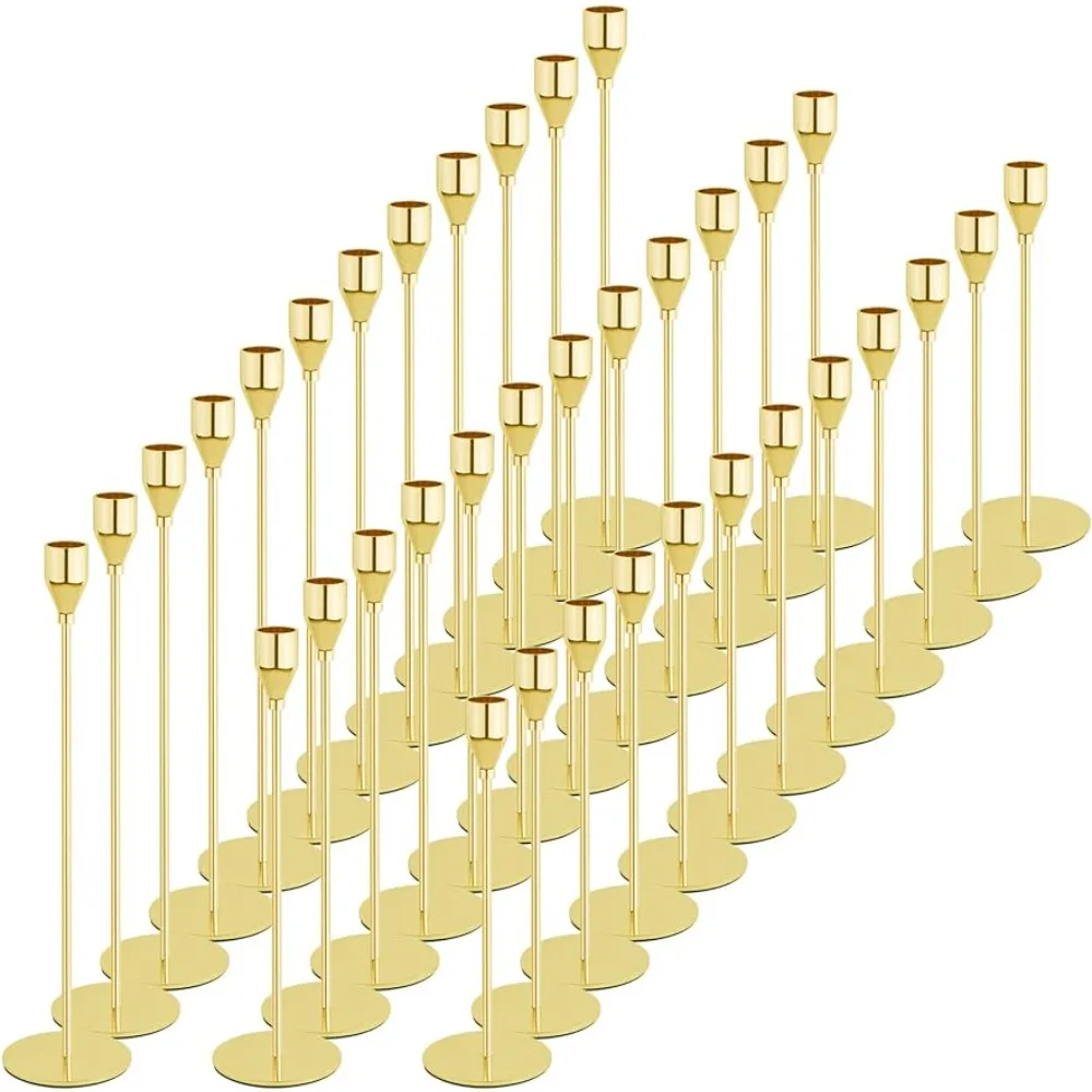 

Room Decor Gold Candlestick Holder Set of 36 for Taper Candles Wedding Table Decoration Modern Home Decoration Candle Holders