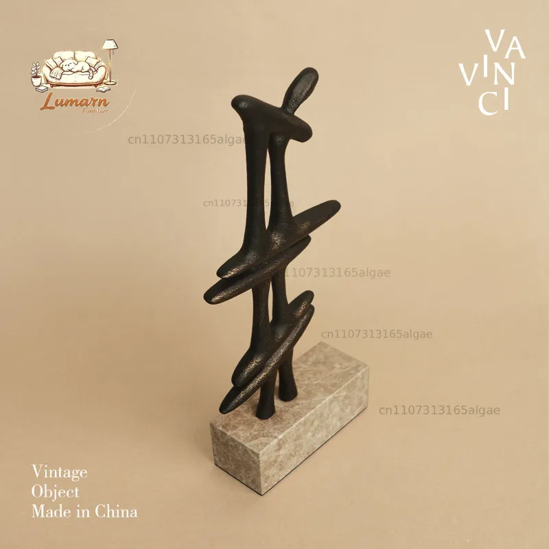 Retro light luxury marble abstract geometric sculpture ornament model house B & B living room wine cabinet medieval decoration