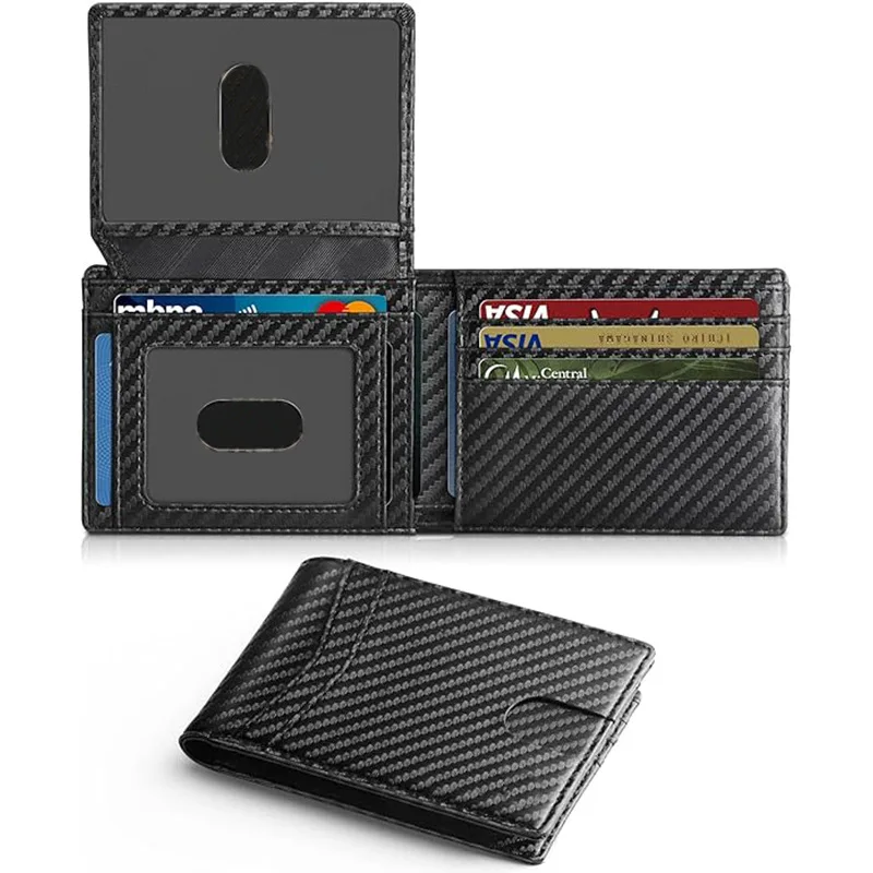 Wallet for Men- Microfiber Synthetic Leather RFID Blocking Bifold Wallet with 2 ID Window