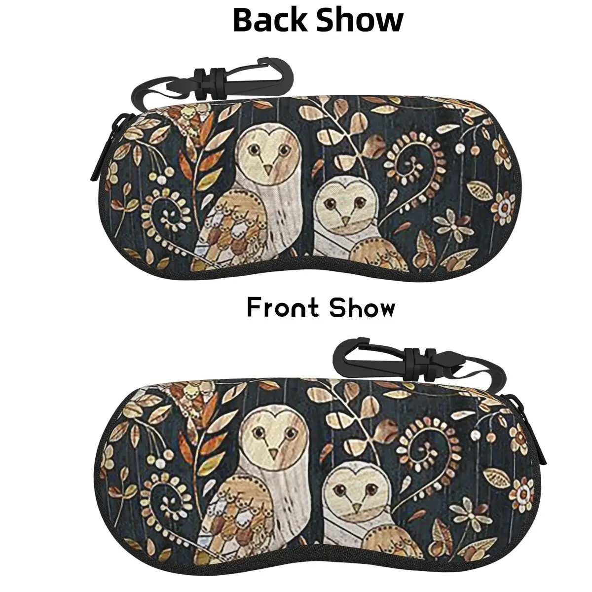 

Wooden Wonderland Barn Owl Collag Shell Glasses Case Protective Sunglasses Box Women Men Soft Eyeglass Bag Pouch