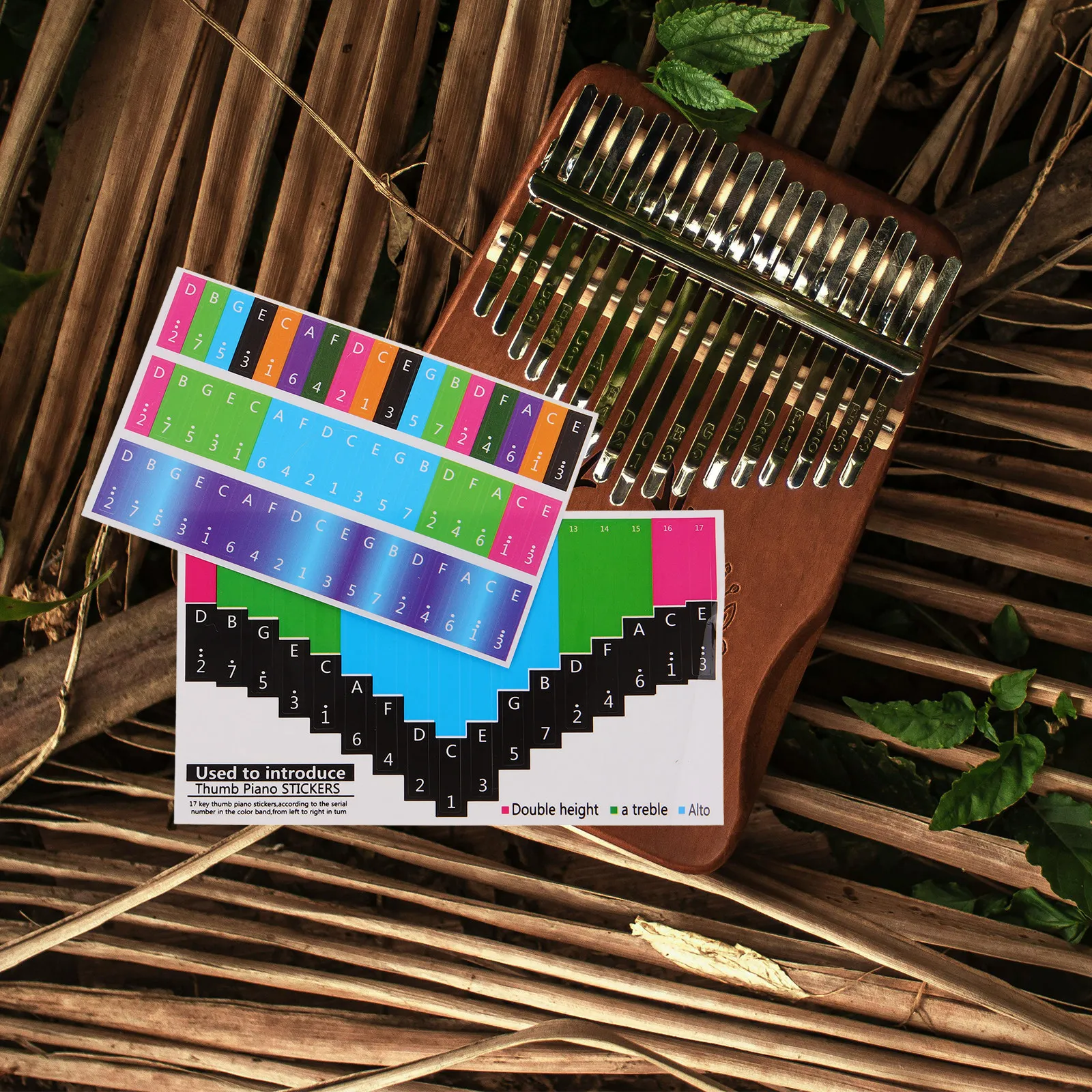 1Sheet Kalimba Piano Note Stickers Removable Beginner Scale Stickers for Finger Piano Practice Memory Training Chord Learning