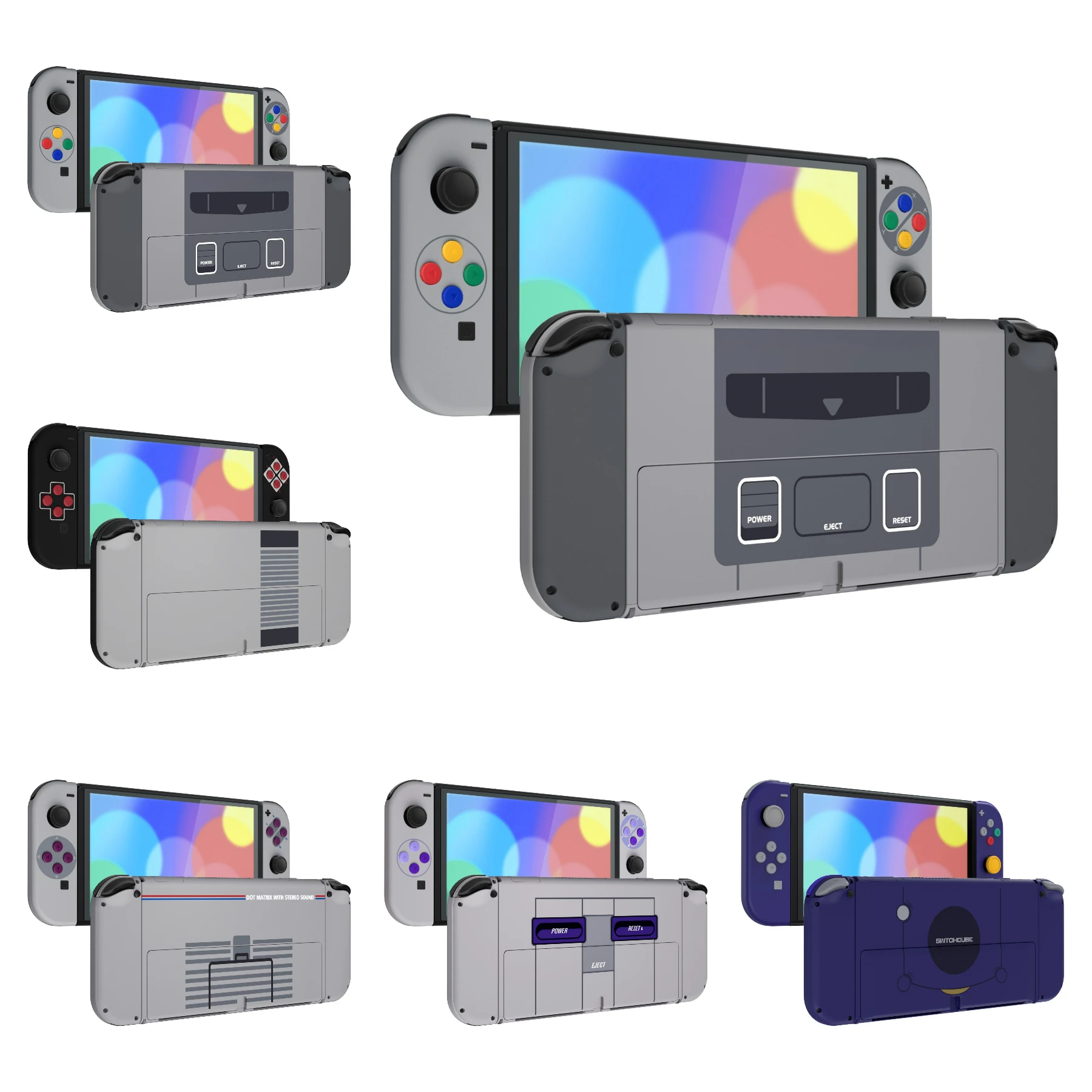 

eXtremeRate Custom Full Set Shell, Replacement Back Plate Metal Kickstand, Joycon Housing Buttons for Nintendo Switch OLED