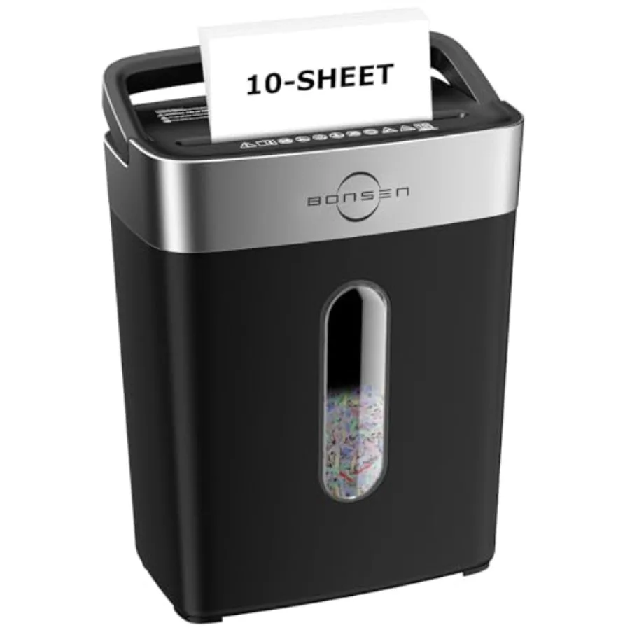 

10-Sheet Cross Cut Paper Shredder for Home Office P-4 Portable Handle 4 Gallons Bin Paper and Credit Card Shredder Black S3201