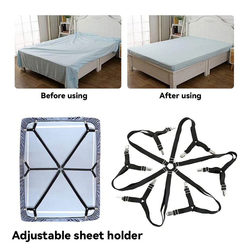 

2025 New 12 Clips Elastic Bed Sheet Clips, Sheet Fasteners for Slip-Resistant Bedding, Sofa Covers and Blankets, Household Tools