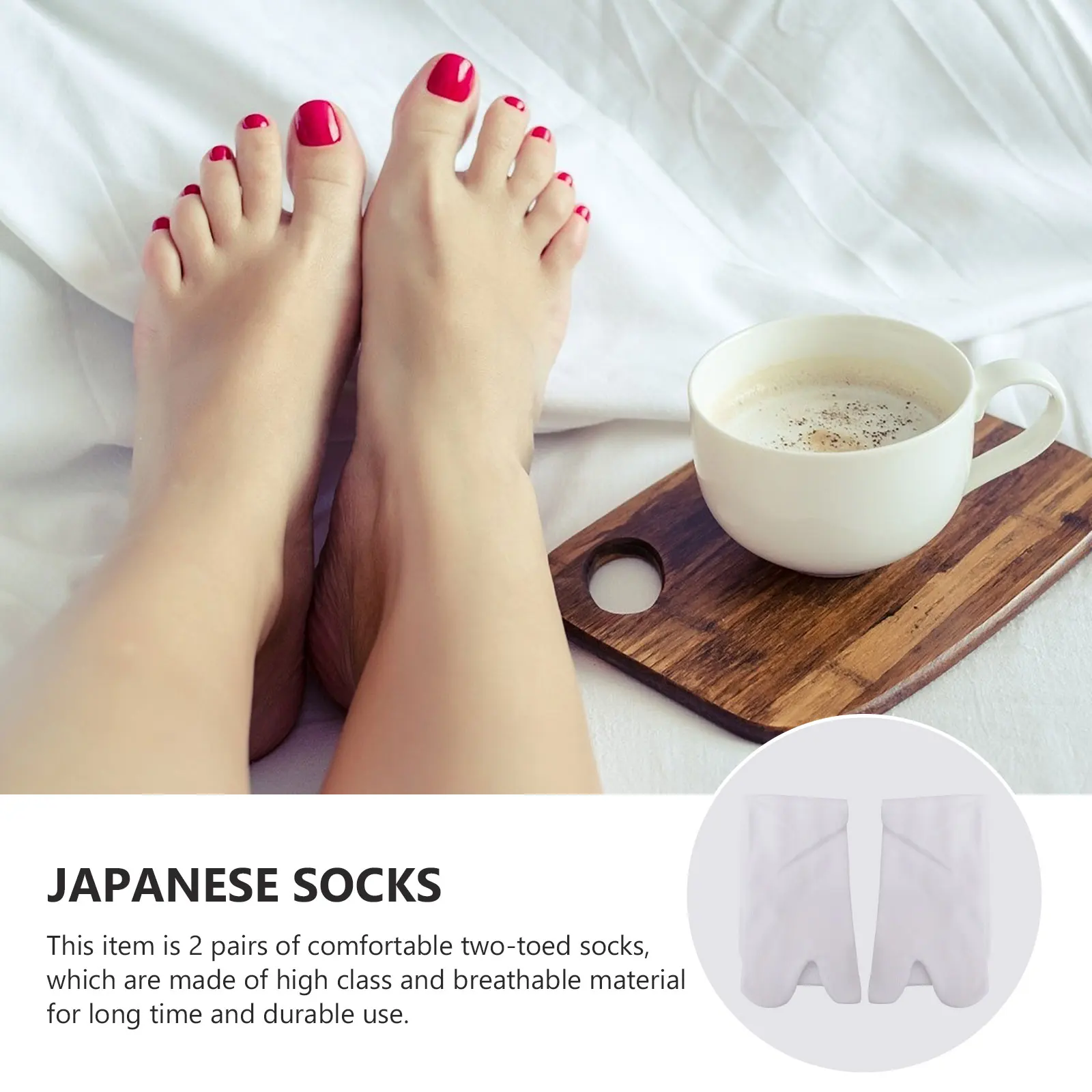 

2 Pairs Japanese Socks Protect Feet for Sandals Style Clogs Cotton Toe Premium Material