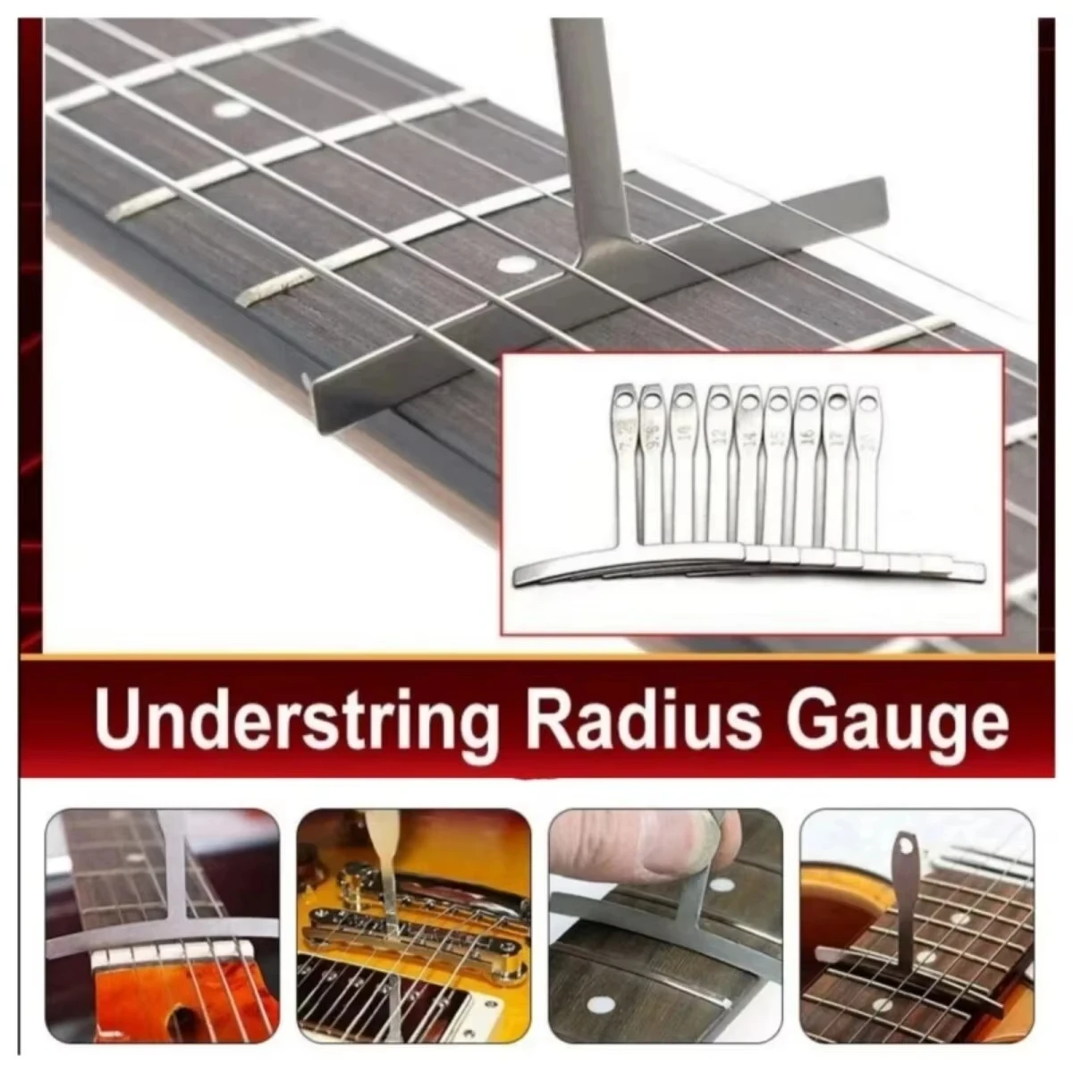 Miwayer Multispec Radius Gauge 9Pcs Set, Handy Under String Measuring Tools for Guitar Fretboard Radius Calibration view 5