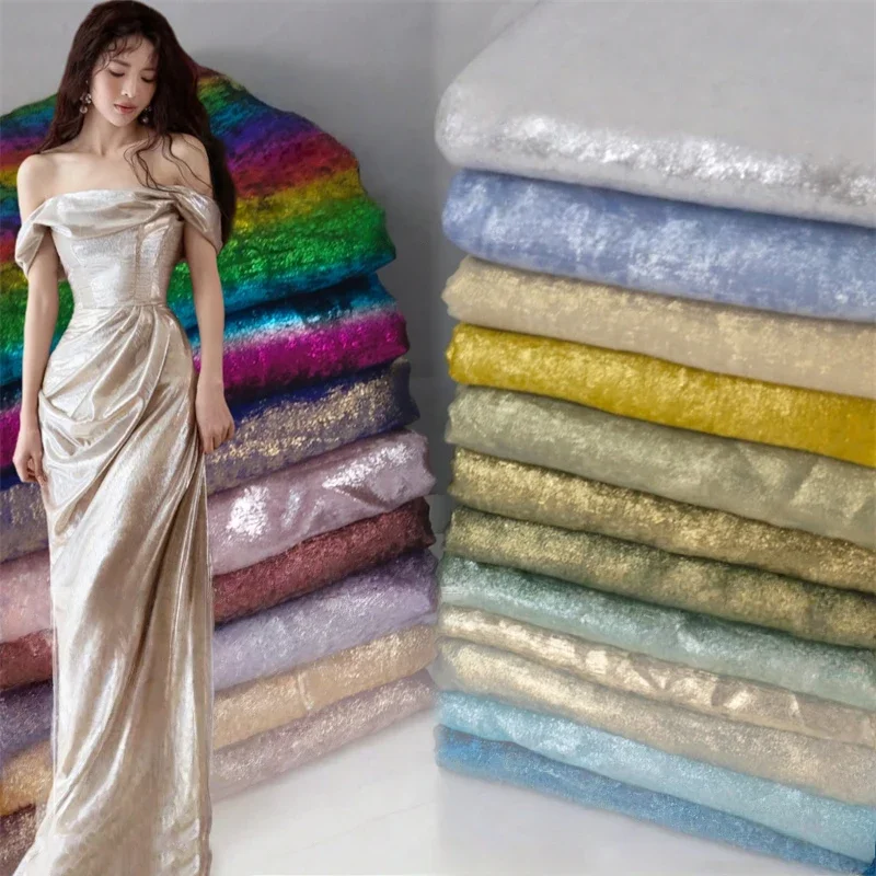 

Gilded Dress Satin Fabric Colorful Mermaid Wedding Dress Hanfu DIY Sewing Fabric Soft Upholstery Textiles Background Cloth