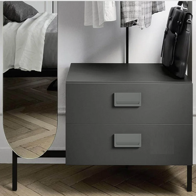 مقبض قلاب للدرج غير مثقوب، مقبض مخفي، خزانة قابلة للطي من حصير التاتامي المسطح باللون الرمادي الكشمير، مقبض الأثاث