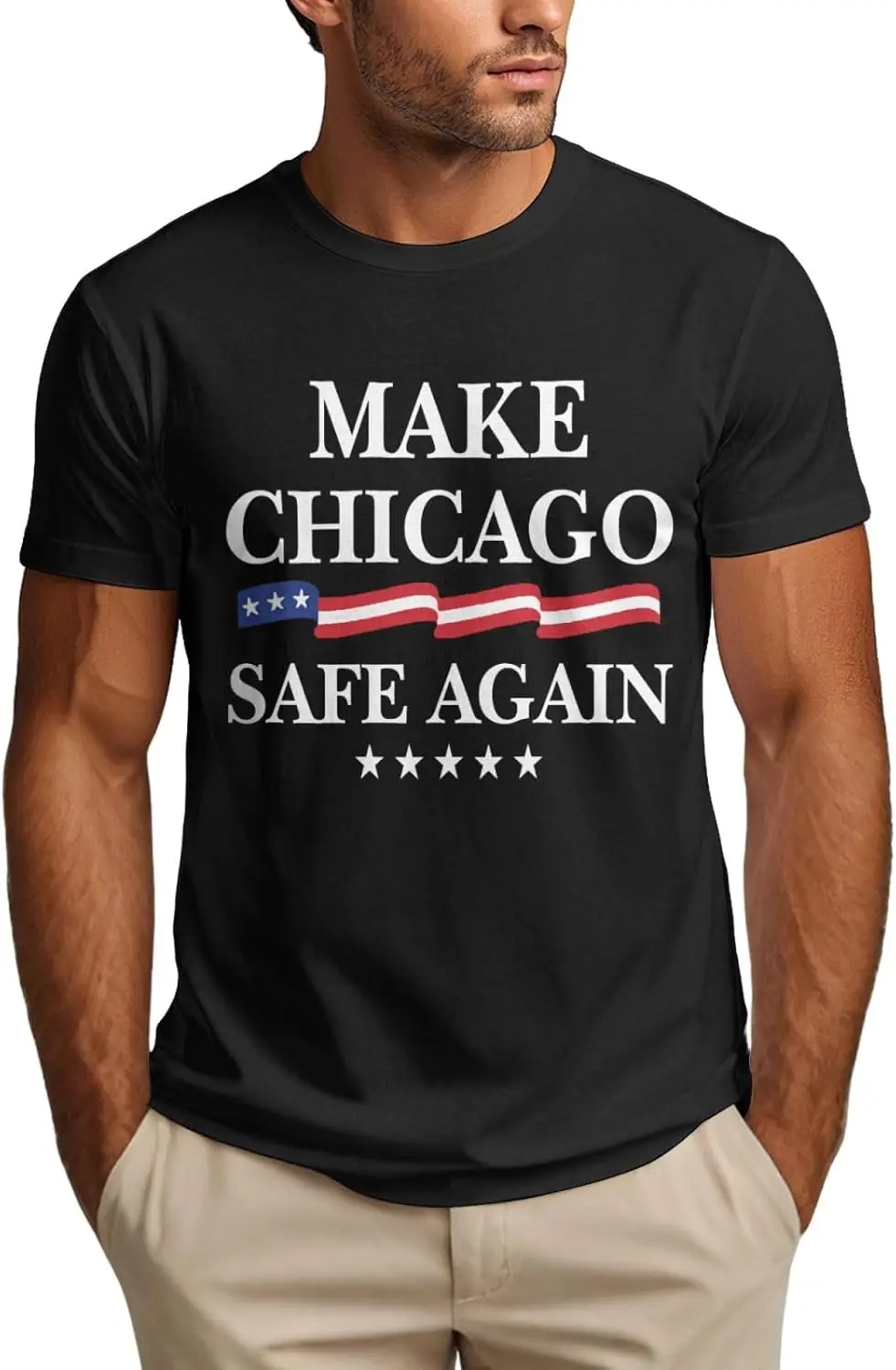 Make Chicago Safe Again Shirt Support Ice Deport All Illegals Mens T-Shirt