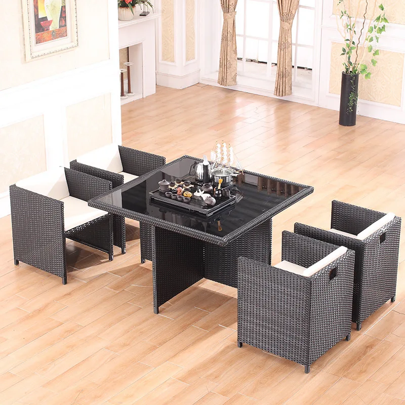 Mesas e cadeiras ao ar livre varanda moderna simples terraço jardim ao ar livre bar café imitação rattan cadeira lazer