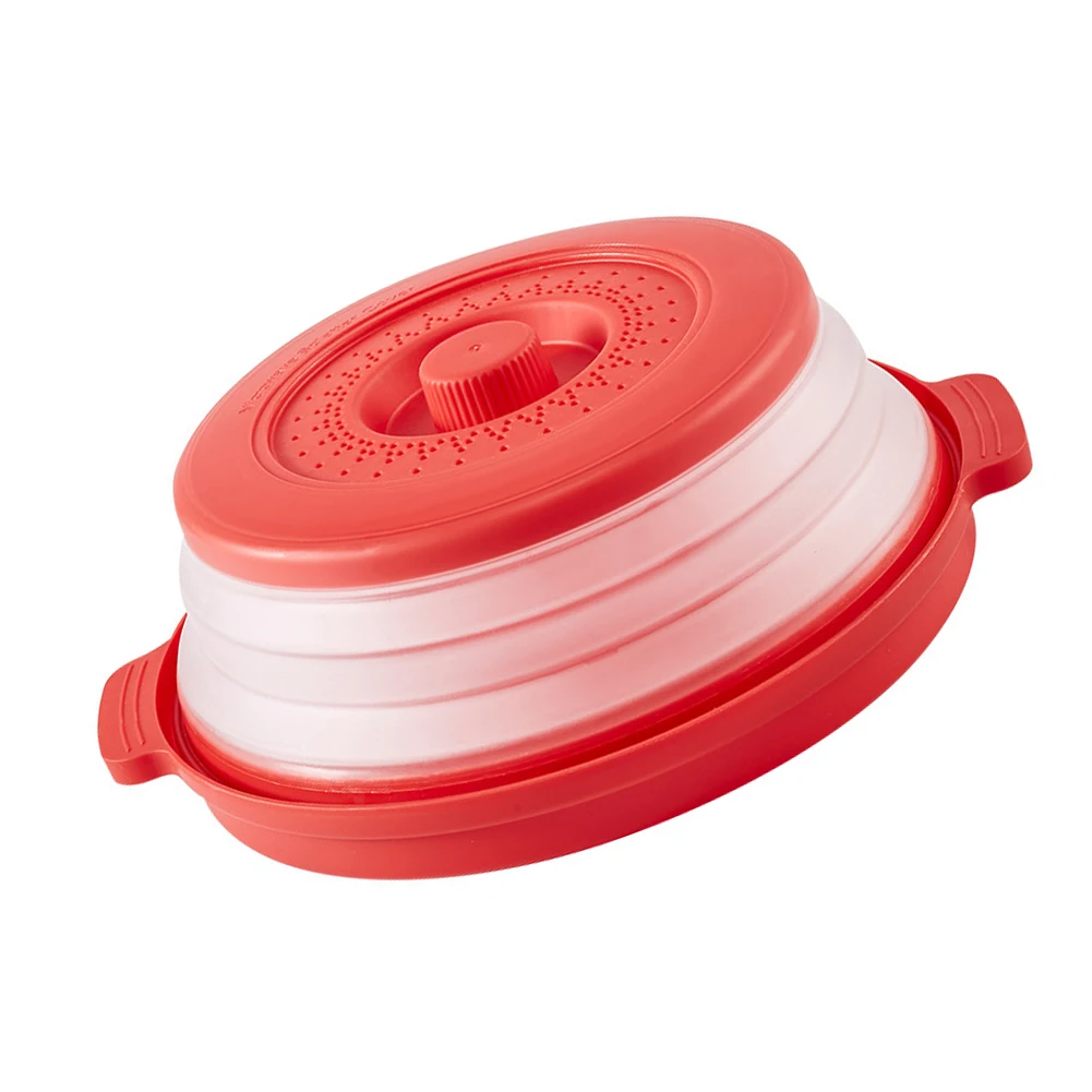 Collapsible Microwave Splatter Lid for Food Covering with Ventilated Top and Heat Resistant Silicone Design Collapsible