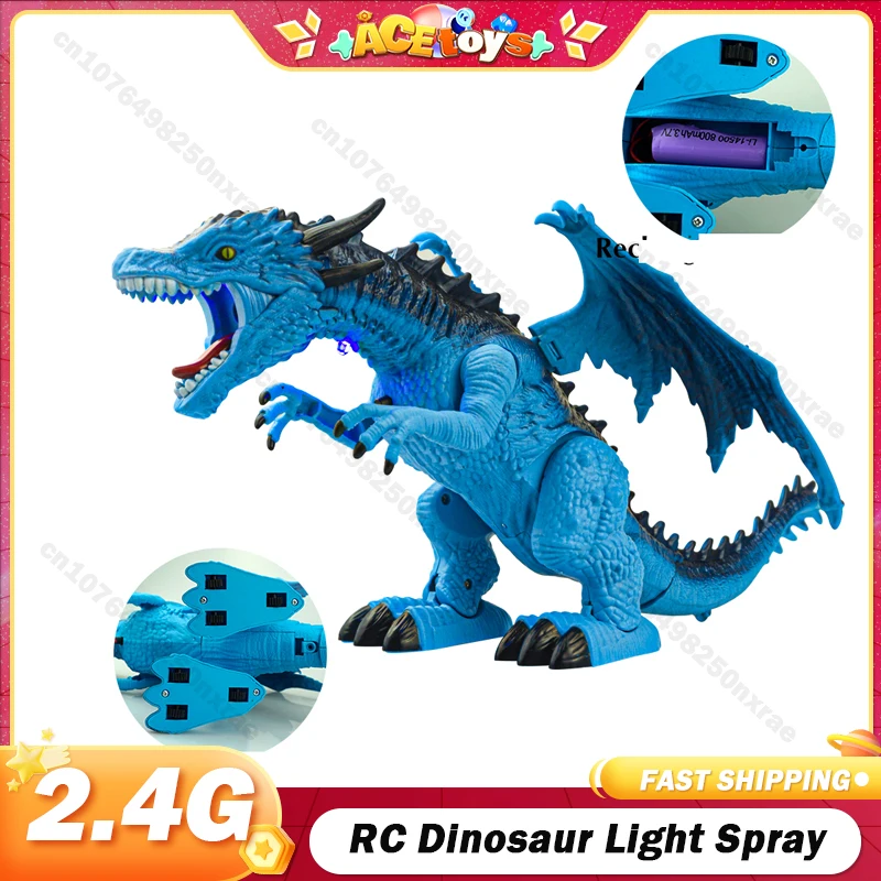 RC Dinosaur Raptor Remote Control Velociraptor 2.4G Toy Electric With Sounds Light Spray Dino Dragon Toys for Childrens Gifts