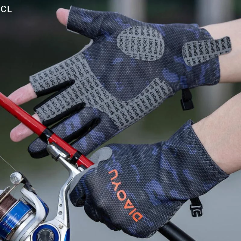 AttireTroveFishing Gloves For Men All-Season Three-Finger Cut Gloves Wear-Resistant Sea Fishing Anti-Slip Angling Cycling Gloves