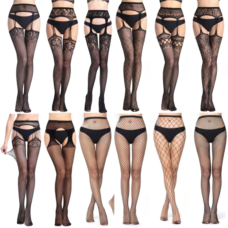 

Buauty 12 PCS Black Fishnet Stockings For Women, Thigh Hight Fishnet Tights, Ladies Fish Net Tights Plus Size One Size Fit All
