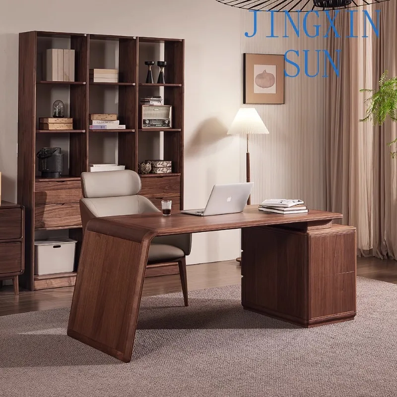 North American black walnut all-solid wood desk, simple modern home workbench, study boss desk, office computer desk