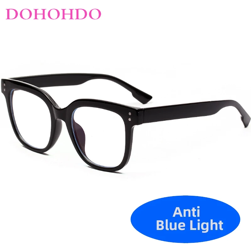 

DOHOHDO Vintage Anti Blue Light Blocking Men's Glasses Square Clear Lens Women Computer Goggles Retro UV400 Oversized Eyeglasses