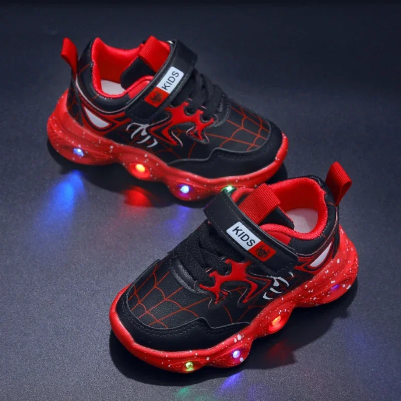 Disney dziecięce buty Led Light moda Aoger Spiderman chłopięce trampki dziewczęce kartonowe obuwie oddychające dziecięce buty sportowe