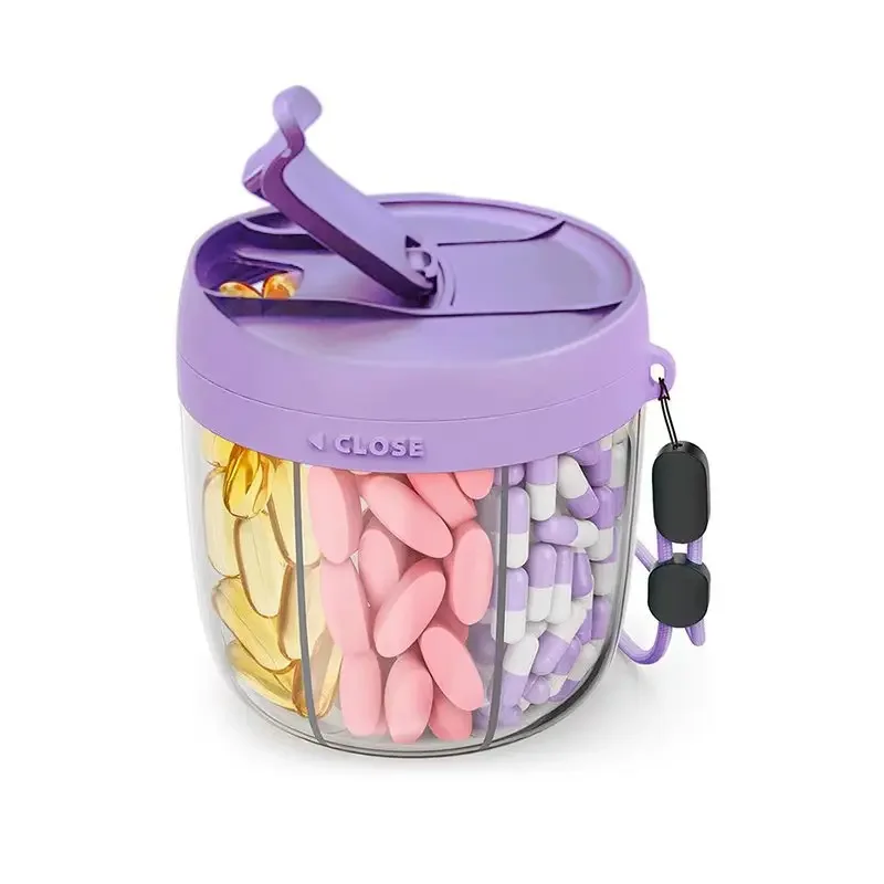 

Portable 7-Compartment Vitamin Supplement Storage Box Energy Boost Capsule Organizer with Confusion-Reducing Design
