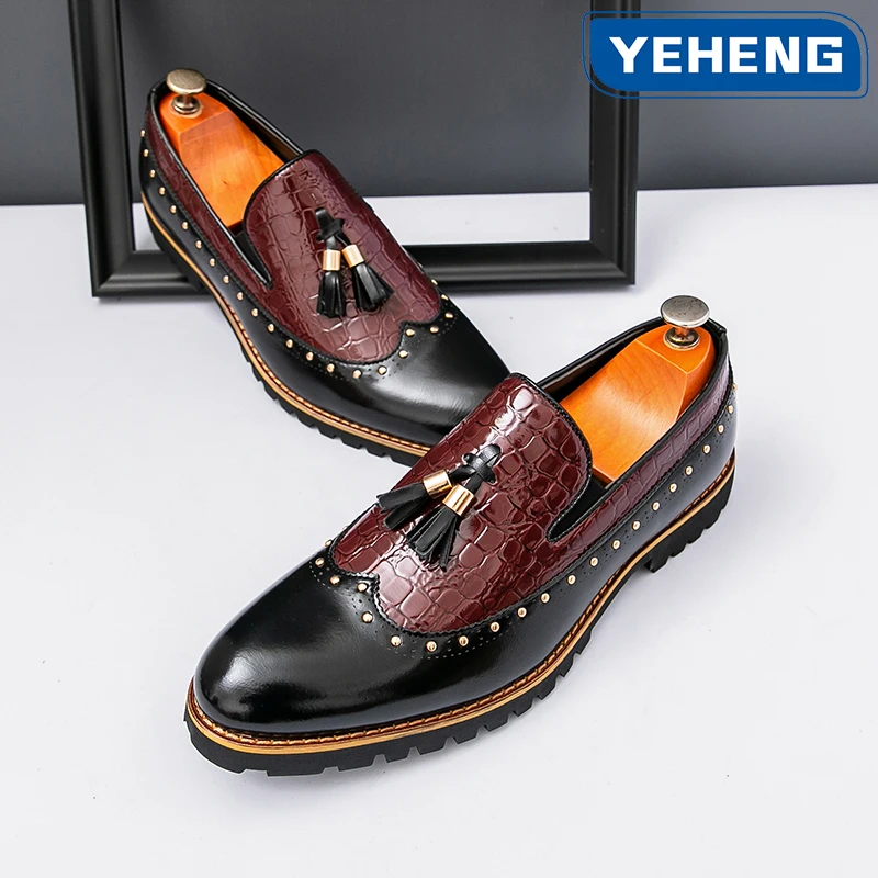 Designer Casual men's shoes Tassel and color blocking design styles Leisure Party Outdoor Fashion     Brock Social Wedding Shoes