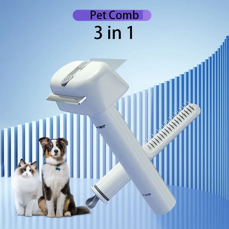 

3 in 1 Pet Dog Brush Cat Comb for Shedding, Removes Loose Undercoat Gently, Dog and Cat Grooming Tool, Pet Hair Remover Comb