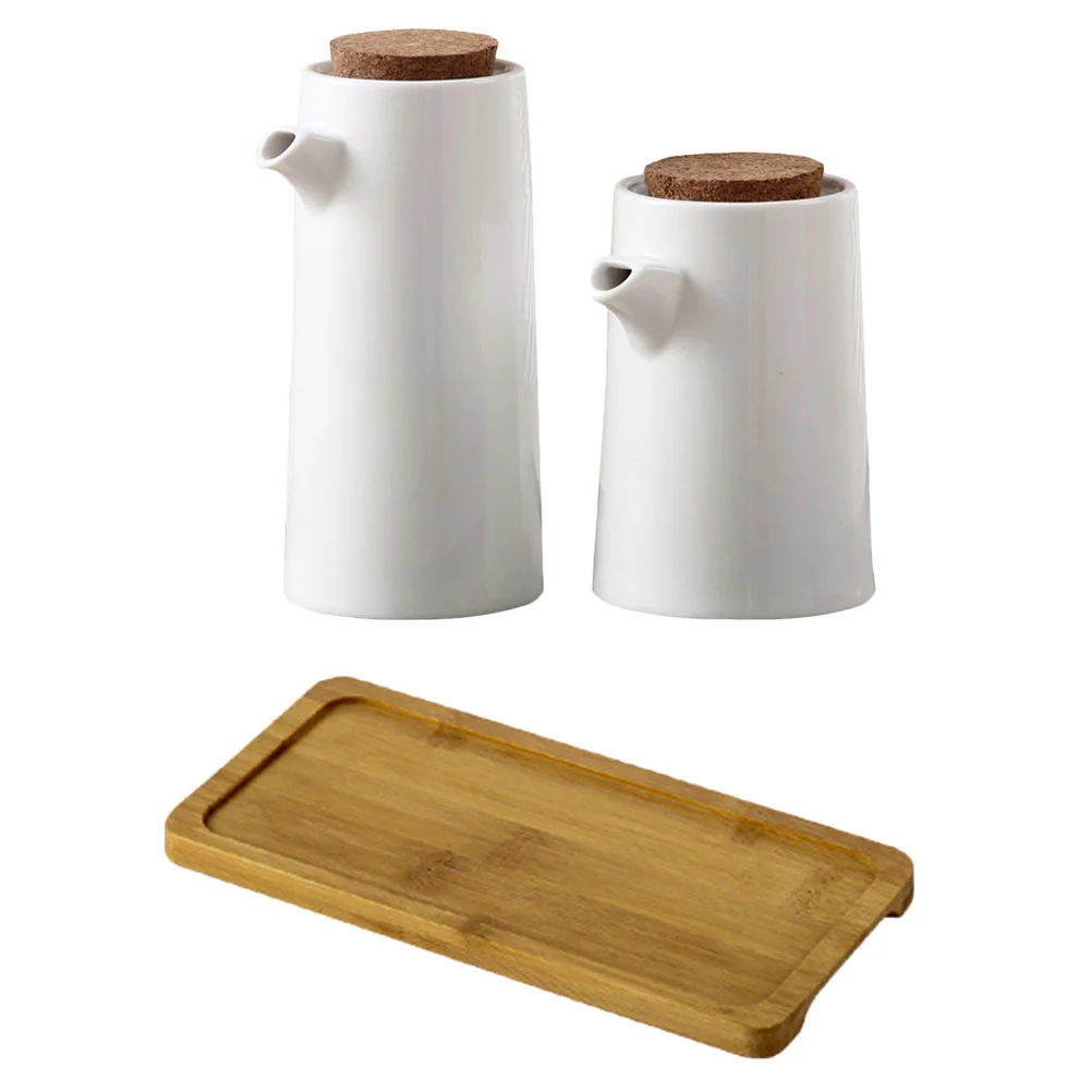 

Ceramic Oil Pot Storage Can Seasoning Bottles Olive Soy Sauce with Cork Stopper Spice Ceramics Dispenser Food Containers Lids