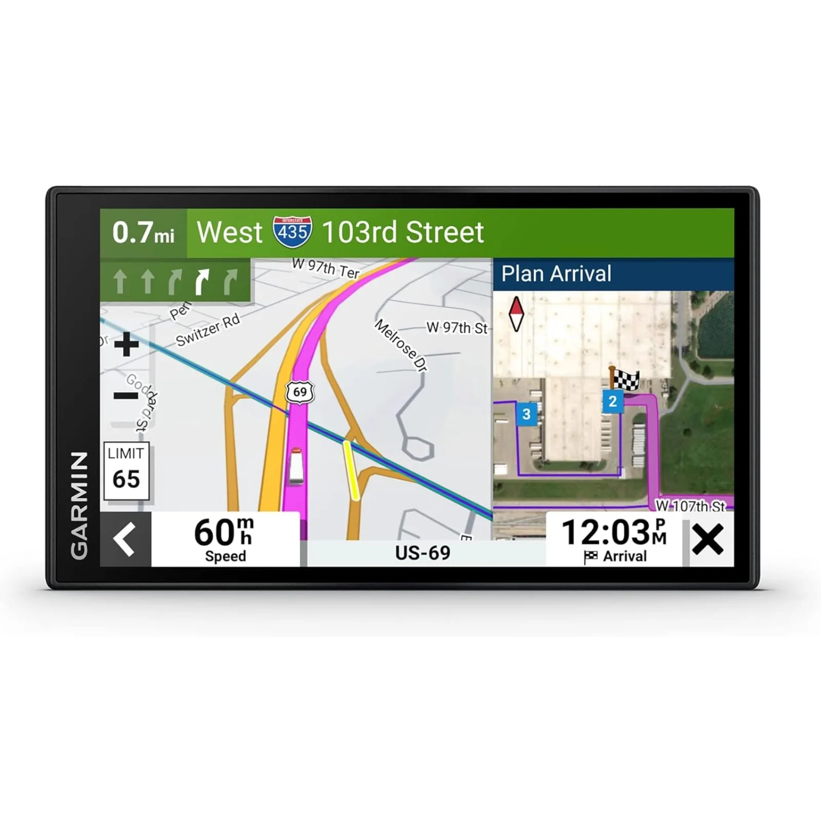 US  Easy-to-Read 6” GPS Truck Navigator, Custom Truck Routing, High-Resolution Birdseye Satellite Imagery, Directory of Truck