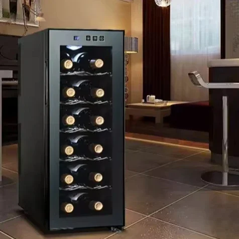 Refrigerador de vino pequeño silencioso barato, refrigerador de bodega de vino de 12 botellas, gabinete de vino de enfriamiento termoeléctrico