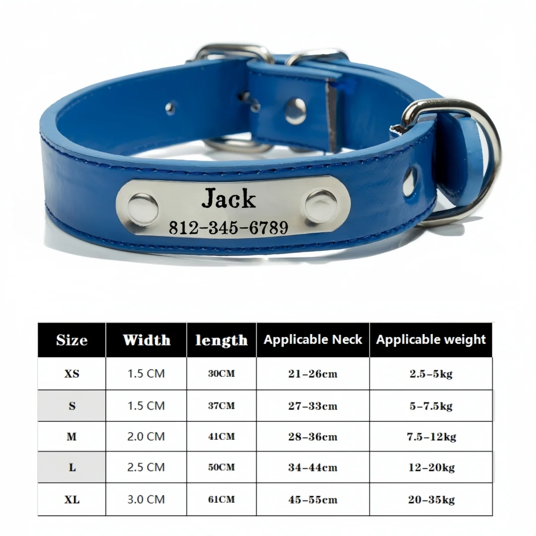 Personalisiertes Hundehalsband mit Namen, geschnitzt, ID-Tag, Anti-Verlust, solides PU-Lederhalsband für kleine, mittelgroße und große Hunde, Welpen, Katzen, Heimtierbedarf – Detail 11