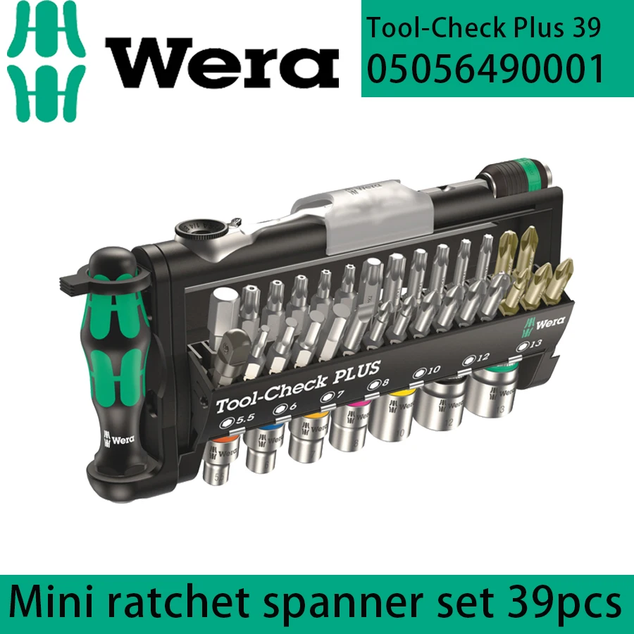 Wera 05056490001 Mini Ratchet Spanner Set 39pcs Hexagon Hex-Plus Phillips Pozidriv Slotted  Portable Screwdriver Replacement Set