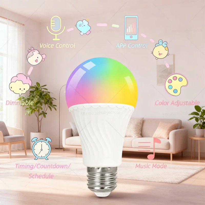 B22 Tuya WiFi APP 9W LED لمبات عكس الضوء الأبيض RGBCCT 16 مليون الحياة الذكية Alexa Google Smartthings E27 ضوء متغير اللون