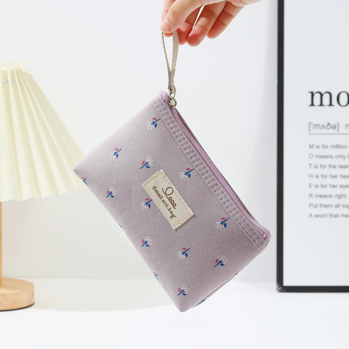 Instagram Style Canvas Makeup Bag Printed Women's Portable Student Pencil Case Travel Storage Toiletries Bag